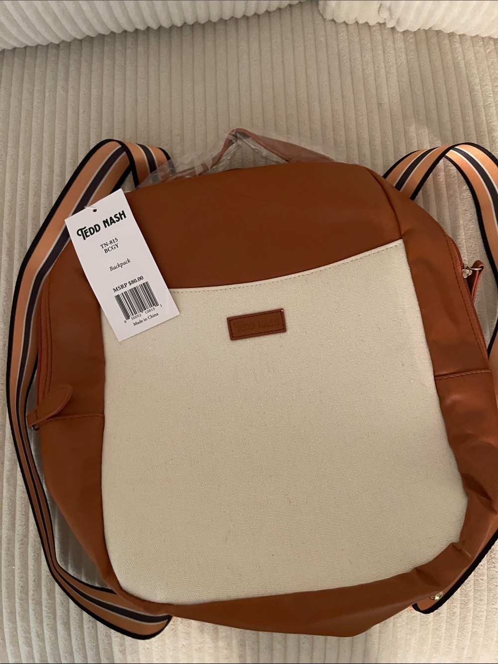 Brown & Cream Canvas Backpack